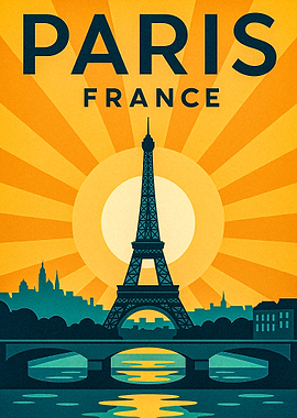 Paris France Travel Poster Art