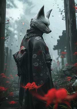 Fox Spirit in a Japanese Garden