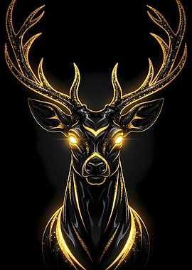 Elegant Black and Gold Deer Portrait