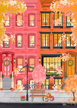 Autumn in New York with Pumpkins