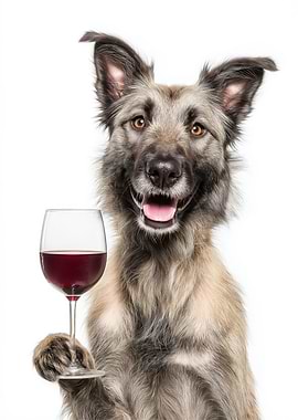 Belgian Laekenois dog with Wine Glass