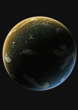 exoplanet with atmosphere on dark background