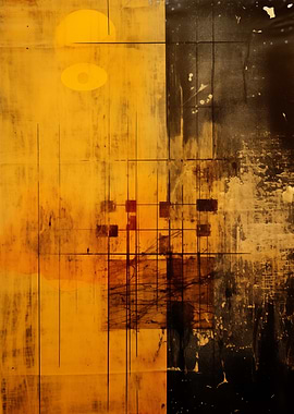 Yellow Black Geometric Art