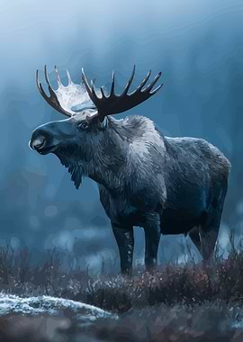 Moose in Blue Tones