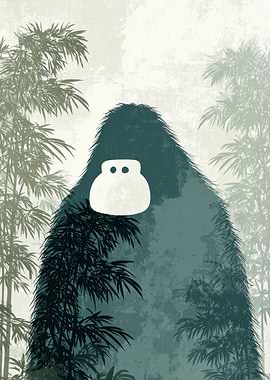 Abstract Gorilla in Bamboo Forest