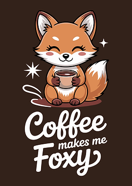 Cute Fox Coffee Cartoon