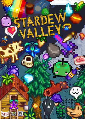 Stardew Valley Game Pixel Art Collage