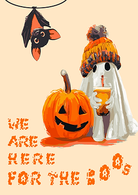 Halloween Ghost, Pumpkin, Bat for the boo