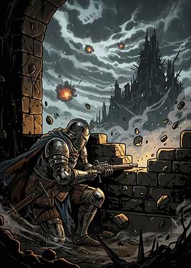 Medieval Knight War-Torn Landscape