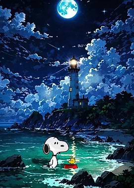Snoopy and Woodstock by the sea