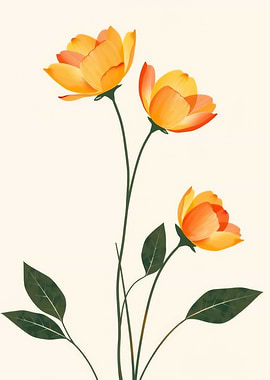 Floral Painting with Orange Flowers