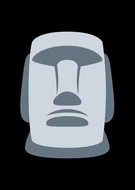 Moai Head Illustration on Black Background Emoji