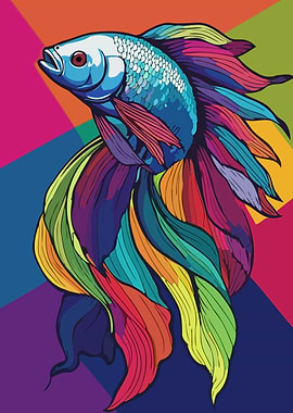 Colorful Betta Fish Pop Art