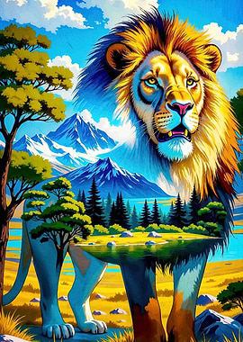 Surreal Lion Landscape