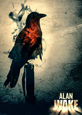 Alan Wake Raven Perched on Post
