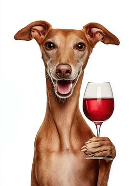 Azawakh dog with Wine Glass