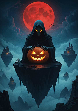 Halloween Grim Reaper with Pumpkin