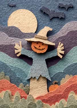 Halloween Scarecrow Paper Art