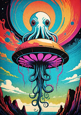 Surreal Octopus Mushroom Landscape
