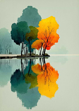 Autumn Trees Reflection