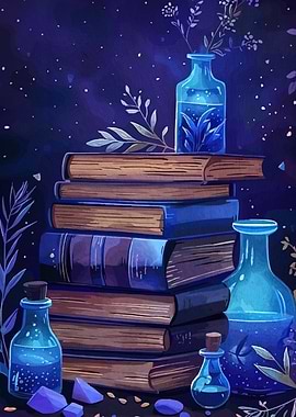 Books Potions Still Life