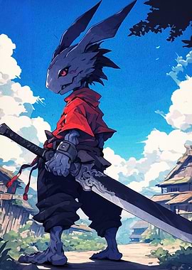 Rabbit Samurai with Sword