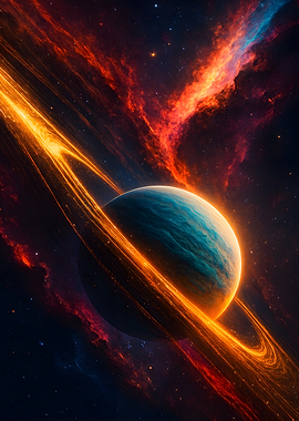 Ringed Planet in Nebula