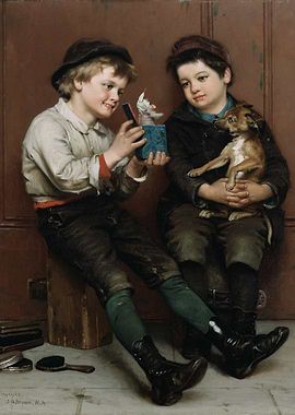 Boys with Dog and Jack-in-the-Box