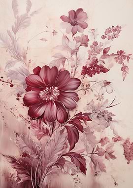 Floral Red Pink Flowers