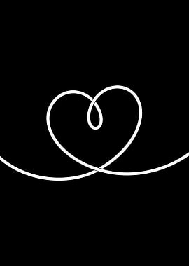 Minimalist Heart Line Art on Black