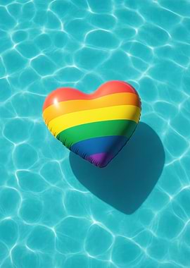 Rainbow Heart Pool Float Pride