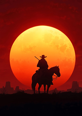 Cowboy Silhouette Sunset