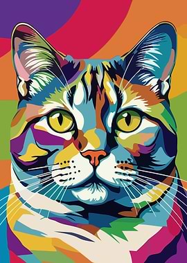 Colorful British Shorthair Cat Portrait