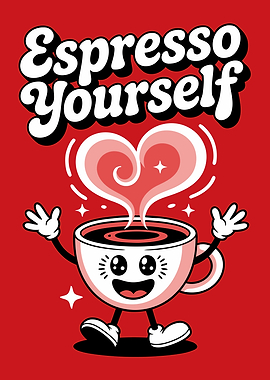 Espresso Yourself Cartoon Coffee Cup