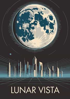 Lunar Vista Retro Cityscape Art