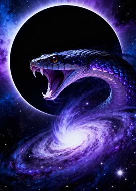 Cosmic Snake with Galaxy Background
