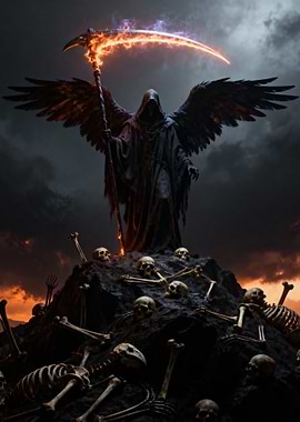 Grim Reaper with Flaming Scythe
