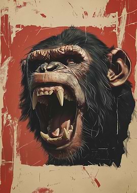 Roaring Chimpanzee Portrait