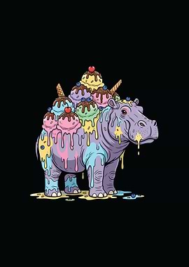 Hippo with Ice Cream Sundae Topping