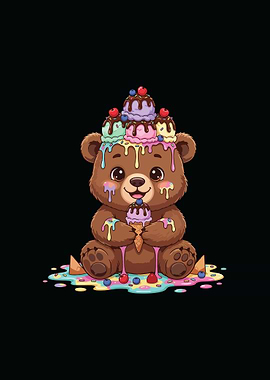 Cartoon Bear with Ice Cream