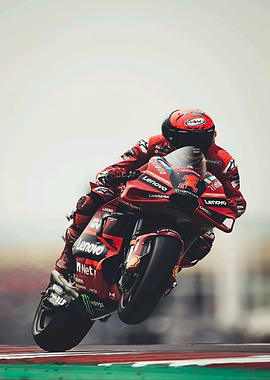 Red Motorcycle Racing Action Shot