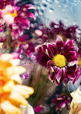 Floral arrangement with water droplet effect