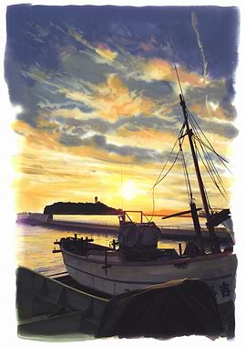 Fishing Boat at Sunset