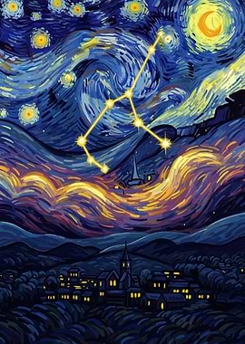Starry Night with Constellation