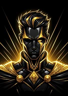 Black and Gold Superhero Portrait