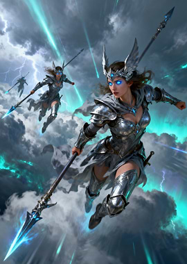 Valkyries in Stormy Sky