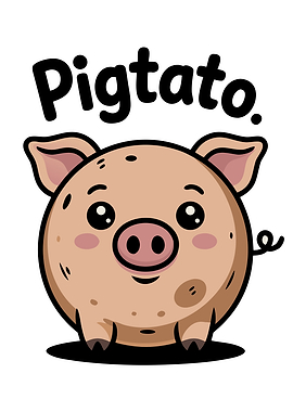 Cute Pig Potato Cartoon Pun