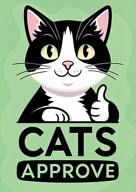 Cats Approve Funny Cartoon Illustration
