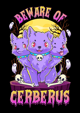 Beware of Cerberus Cute Three-Headed Dog
