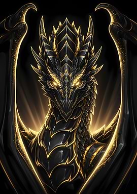 Black and Gold Dragon Portrait